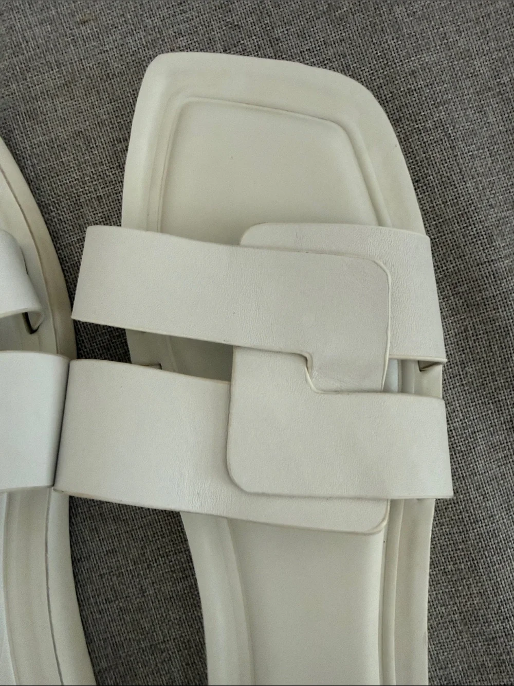 Franco Sarto White Double-Strap Leather Slide Sandals